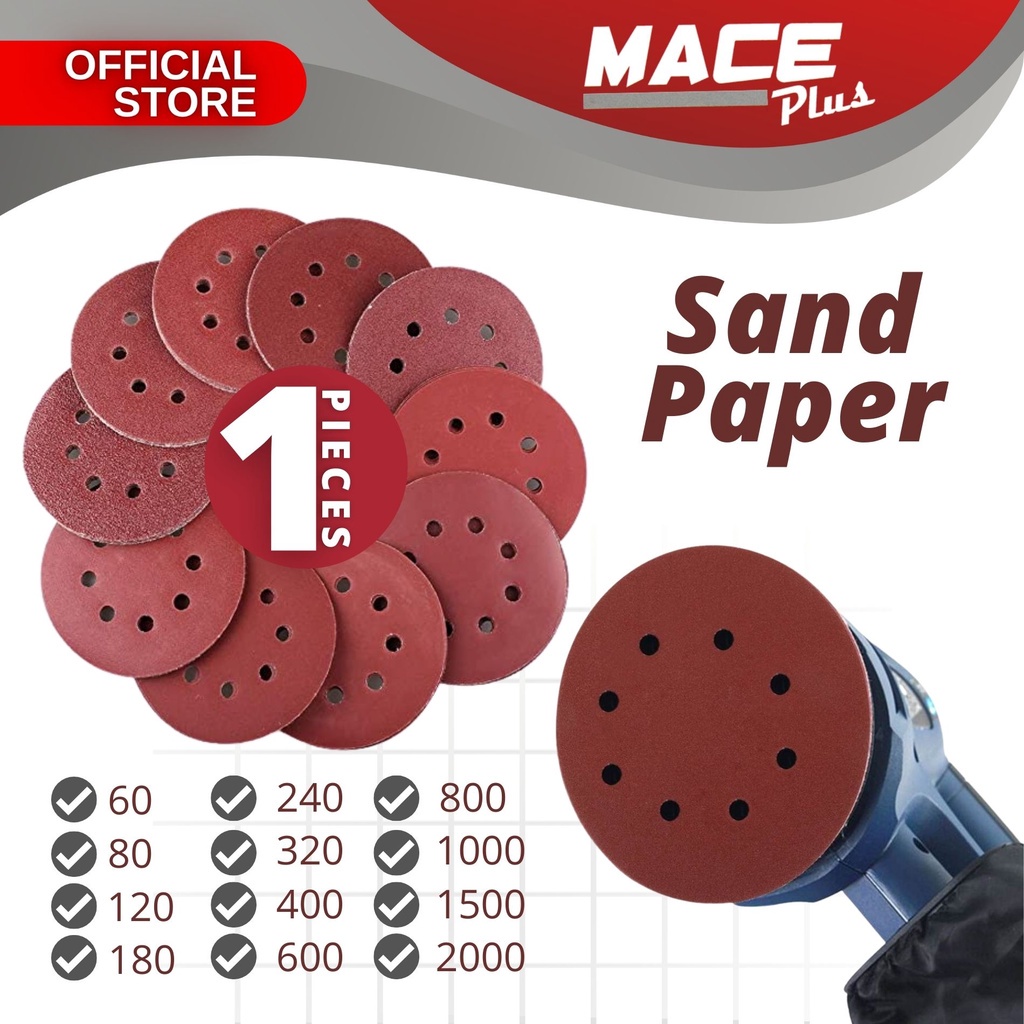 1 PIECE 5 inch 125mm Round Sandpaper Various Grades Selfadhesive