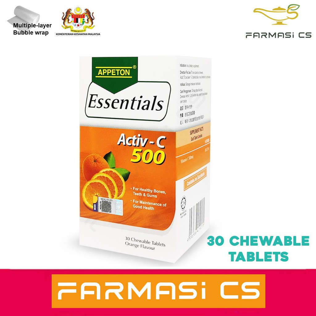 Appeton Essentials ActivC 500mg 30 chewable tablets EXP12/2026 Vitamin C [ Boost Immune System