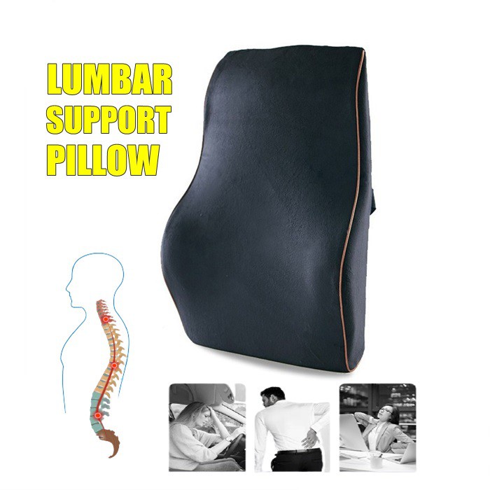 Memory Foam Back Pain Relief Velvet Lumbar Support Car Cushion Pillow