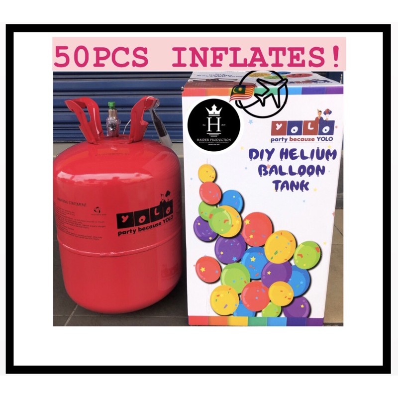 Helium Balloons Gas inflates 50pcs of balloons {READY STOCK} Shopee