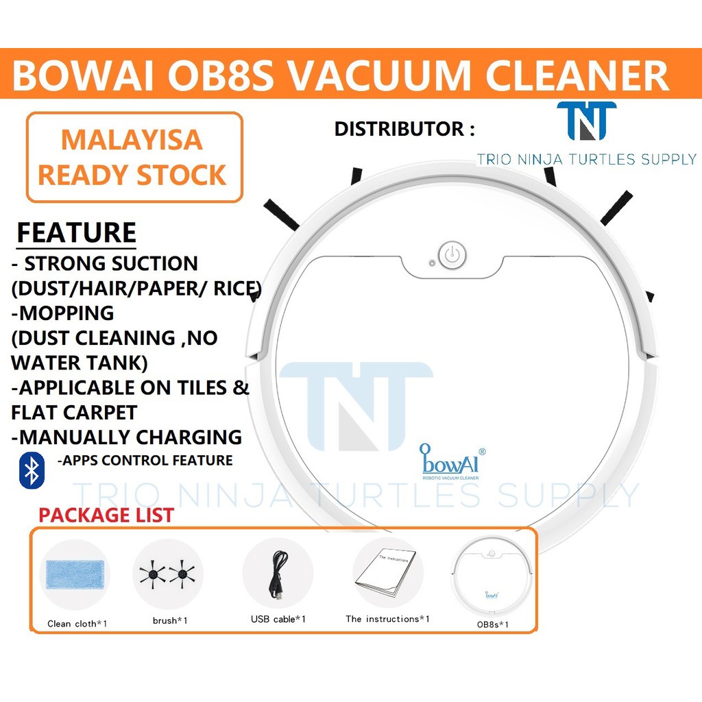 (READY STOCK) BOWAI OB8S ROBOT VACUUM CLEANER 3 IN 1( STRONG SUCTION
