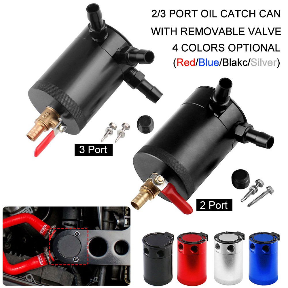 Universal Car 2/3port Oil Catch Can Tank Air Oil Separator with