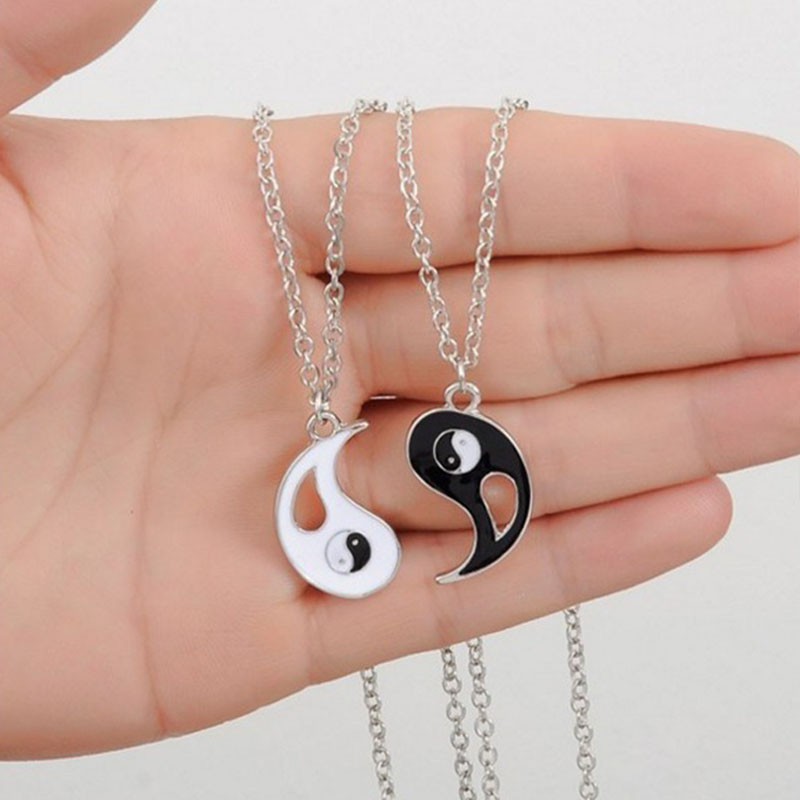 2 pieces of vintage fashion friendship necklace yin and yang pendant