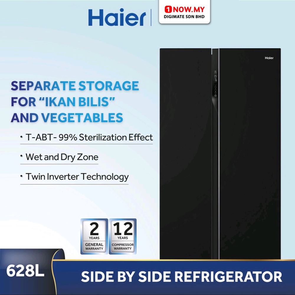 HAIER 628L Side By Side Glass Series Refrigerator HRF619SI(B) Shopee
