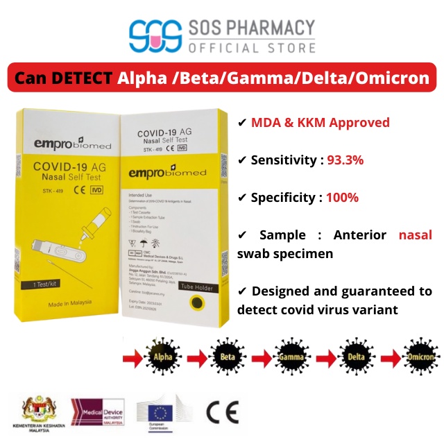 Empro Biomed Covid19 Nasal Self Test Kit 1s Approved by KKM & MDA