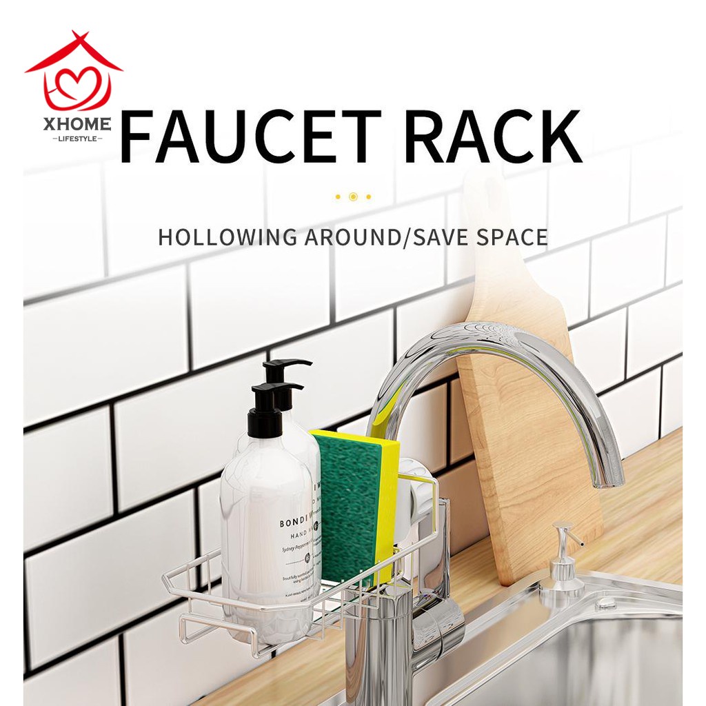 XHOME Stainless Steel Faucet Drain Rack Kitchen Storage Shelf Dish
