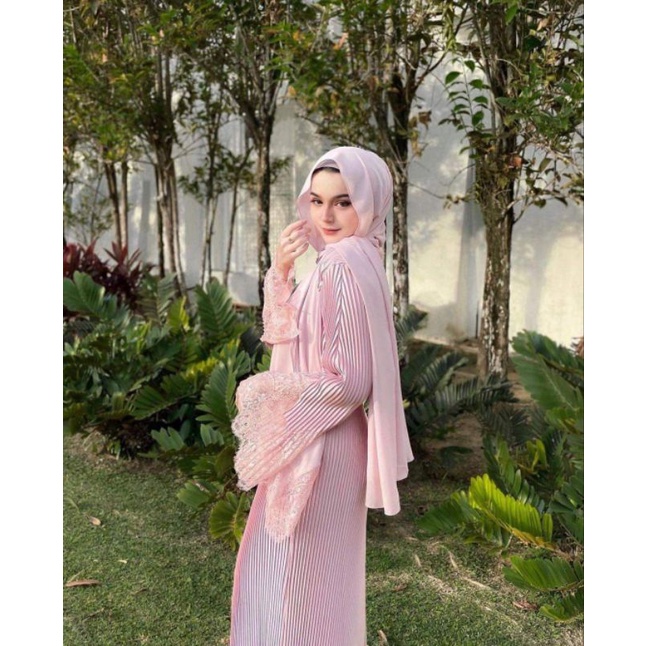 ABAYA PLEATED DUBAI LACE WITH RHINESTONE ️READYSTOCK MALAYSIA Shopee