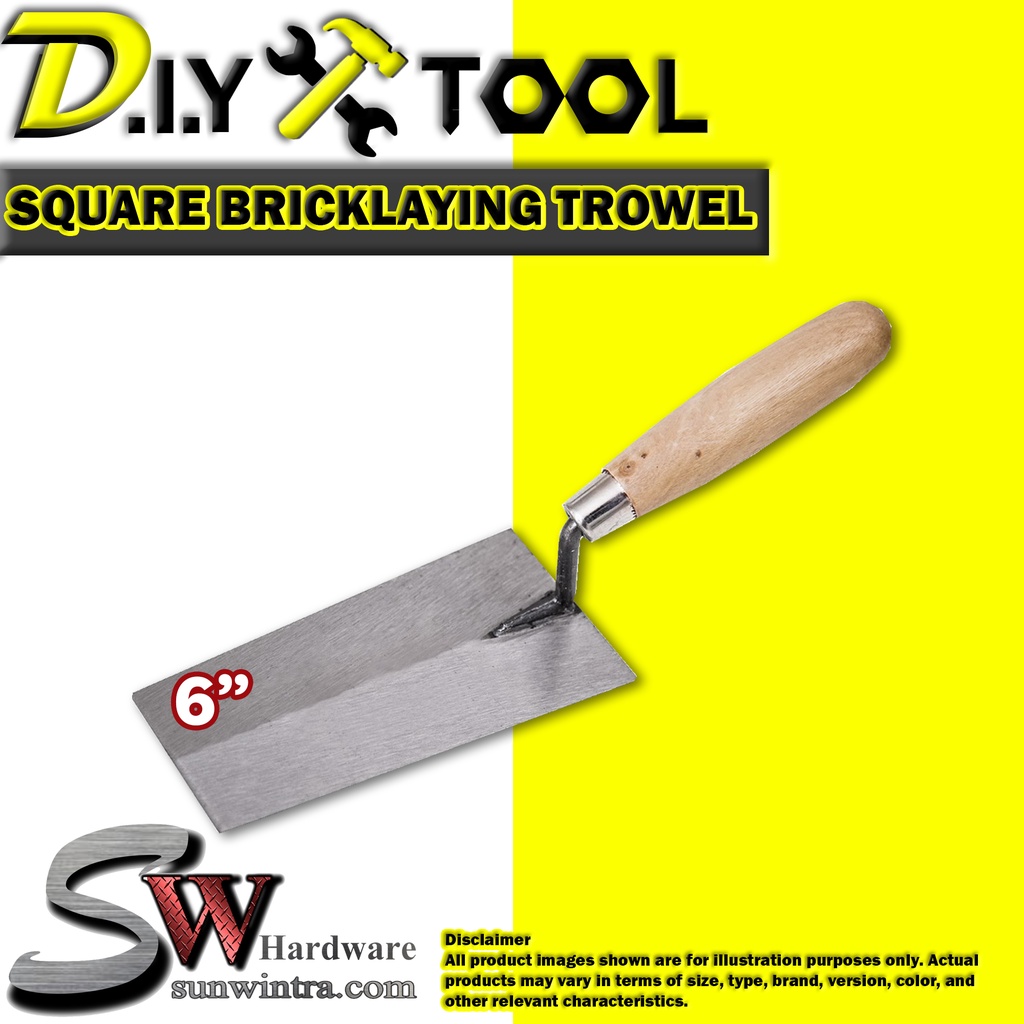 SW Hardware Professional Square Bricklaying Trowel 6 Inch Sudu Ikat