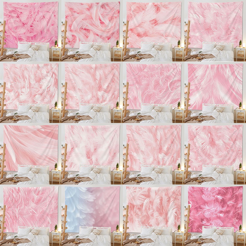 Tapestry Wall Decor Pink Feather Handing Cloth Tapestry Wall Background Shopee Malaysia