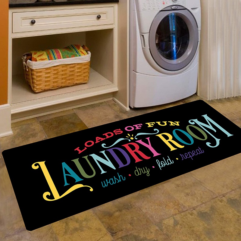 Laundry Room Runner Rug, Farmhouse Kitchen Floor Mat, NonSlip
