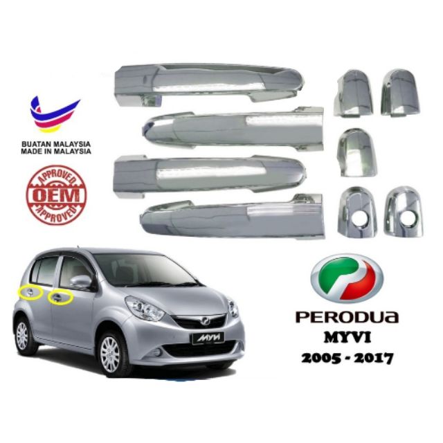 🔳4ps Door handle cover crome myvi old/myvi icon/myvi lagi best/alza