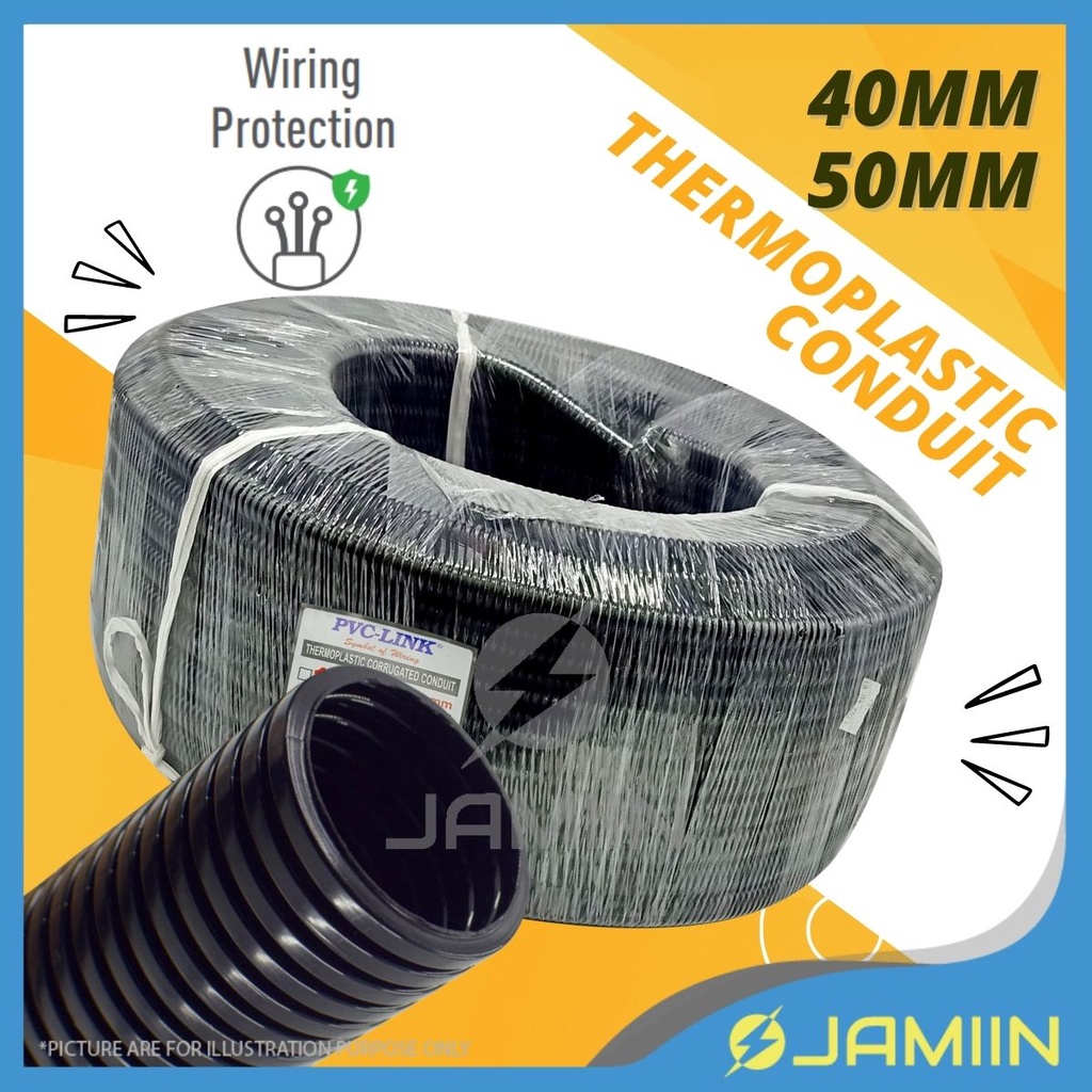 (1ROLL) 40MM / 50MM PVC Flexible Hose HDPE Corrugated Conduit Electric