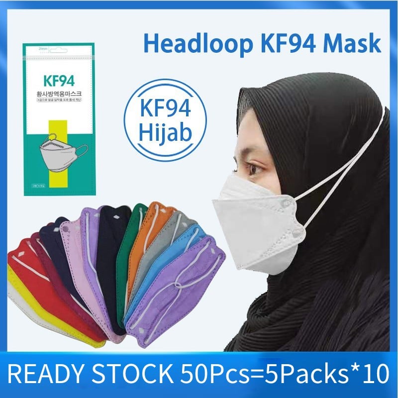 Headloap Mask KF94 4ply Mix Color Full Color Headloop HIJAB Masks KF94