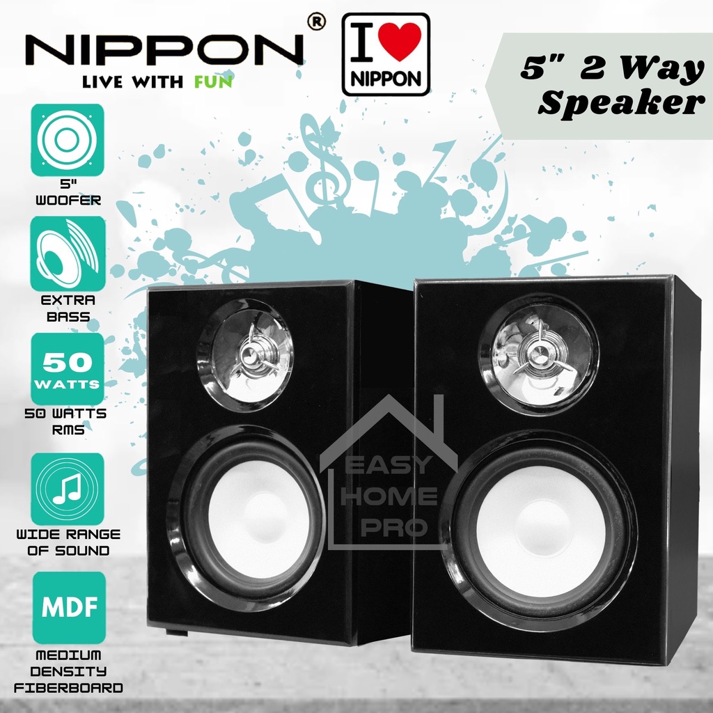 NIPPON CJ9938 5" Passive Speakers Bookshelf Speakers Pair Home