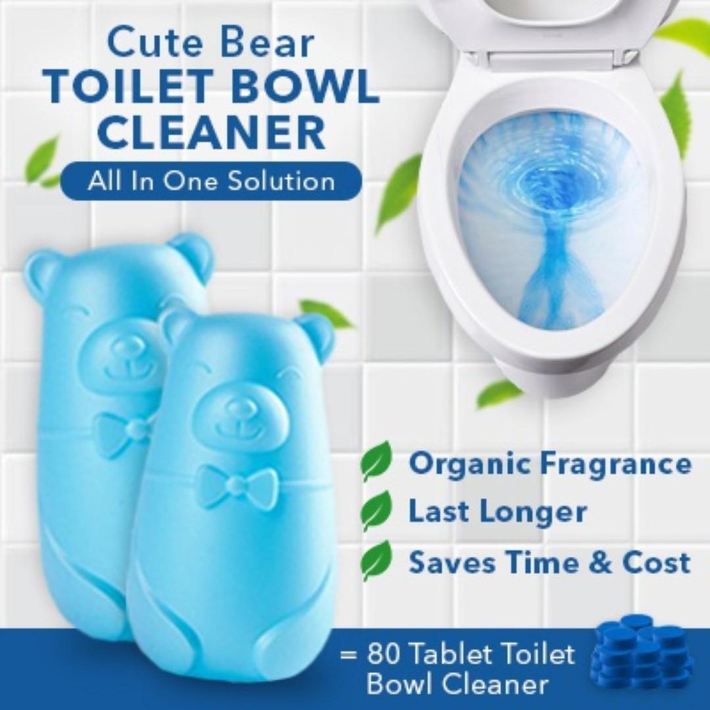 Original Toilet Bowl Flush Cleaner Blue Bear Style Toilet Blocks (200g