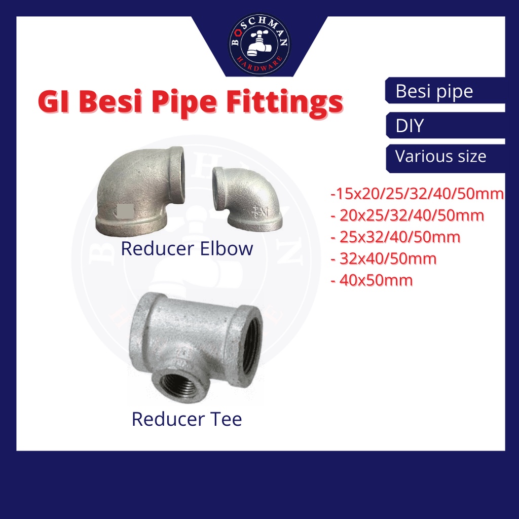 GI Pipe fittings GI Galvanized Iron Joint Fittings Connector Besi