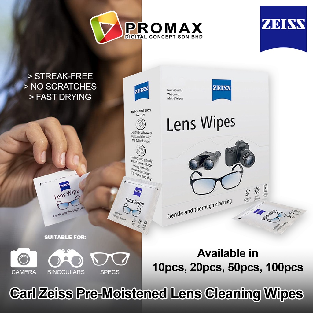 Carl Zeiss Lens Cleaning Wipes PreMoistened 10pcs / 20pcs / 50pcs