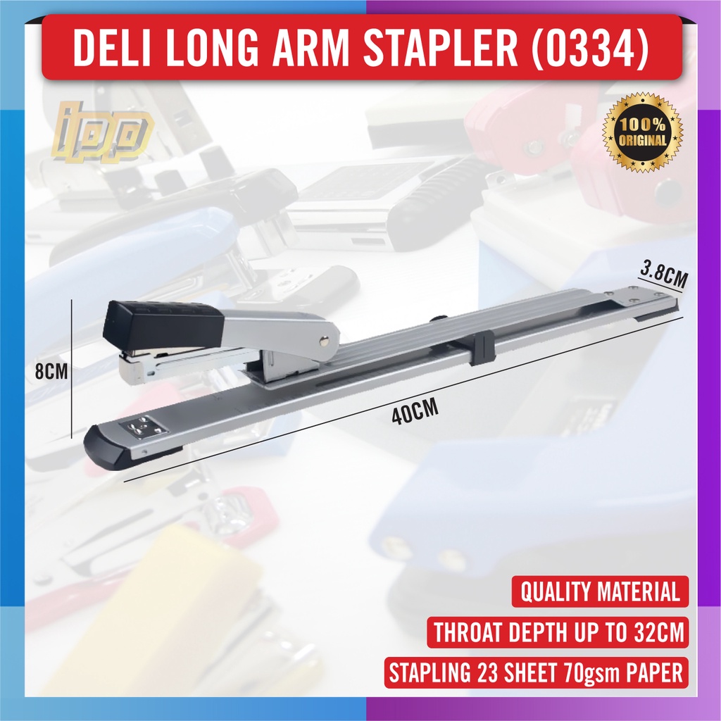 DELI LONG ARM STAPLER (0334) / High Quality Stapler Shopee Malaysia