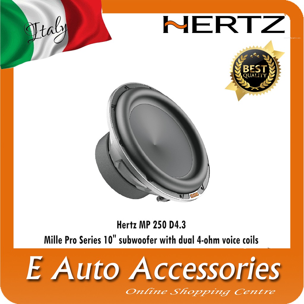 Hertz MP 250 D4.3 Mille Pro Series 10" Subwoofer With dual 4ohm Voice