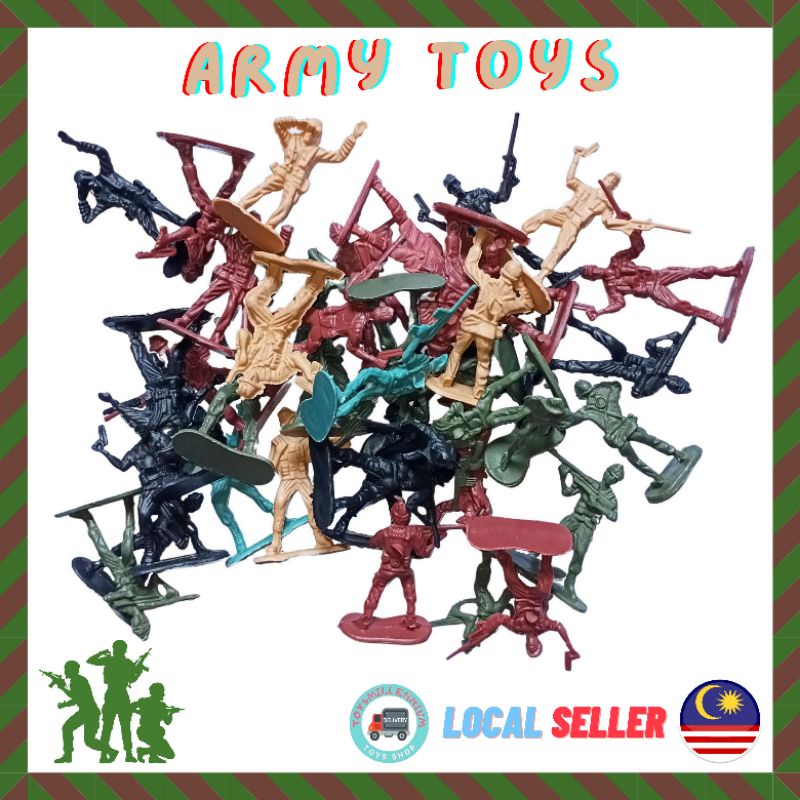 45 pcs Military Playset Plastic Toy Soldiers Army Men/ Mainan Patung