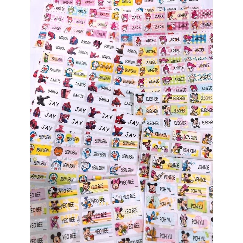 Small Size Cartoons Name Stickers [68160pcs] 可爱卡通姓名贴纸小号 Shopee Malaysia
