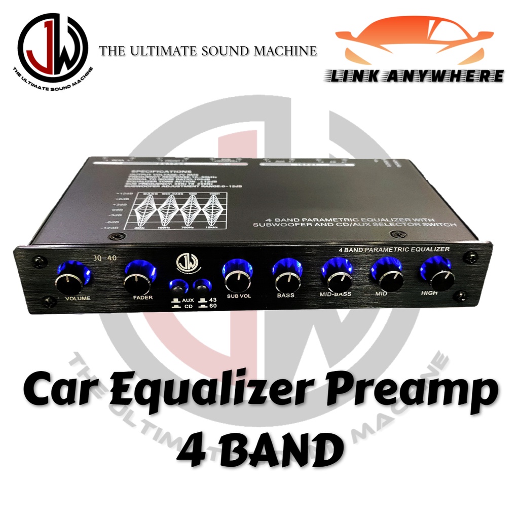 JW HIFI Preamp Car 4 Band Pre Amplifier Car / Pre Amp Kereta 4 Band