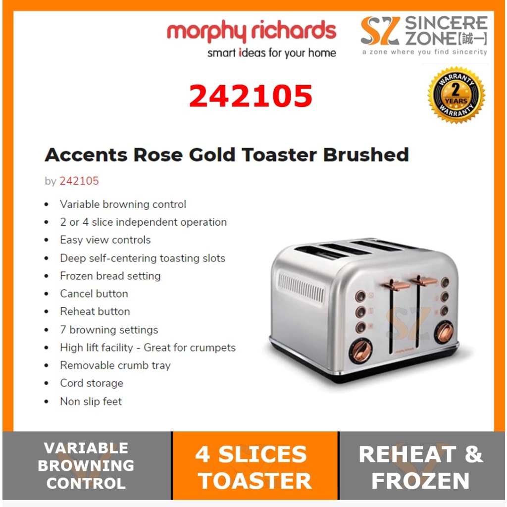 Morphy Richards 242105 Accents Rose Gold Toaster Brushed Shopee