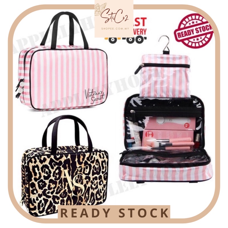 🔥Ready Stock🇲🇾Victoria’s Secret stripe leopard cosmetic makeup toiletry