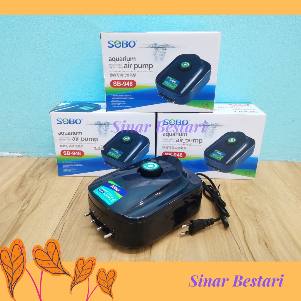 SOBO SB948 4 Hole Adjustable Aquarium Air Pump Oxygen Aerator Fish