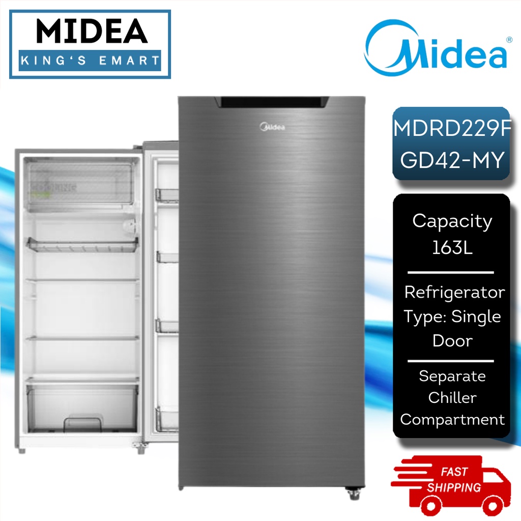 Midea 163L Single Door Fridge Refrigerator MDRD229FGD42MY Silver New