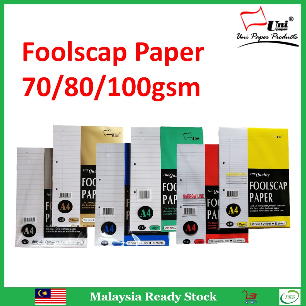 Uni Paper Foolscap Paper A4 Broad/Narrow Line 70/80/100gsm Exam Sheet