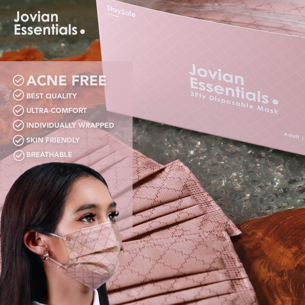 JOVIAN FACE MASK/ KF94 HEADLOOP EARLOOP ACNE FREE MASK BLACK/ WHITE