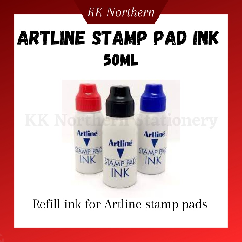 Artline Stamp Pad Ink 50cc Stamp Chop Permanent Refill Ink Black /Blue
