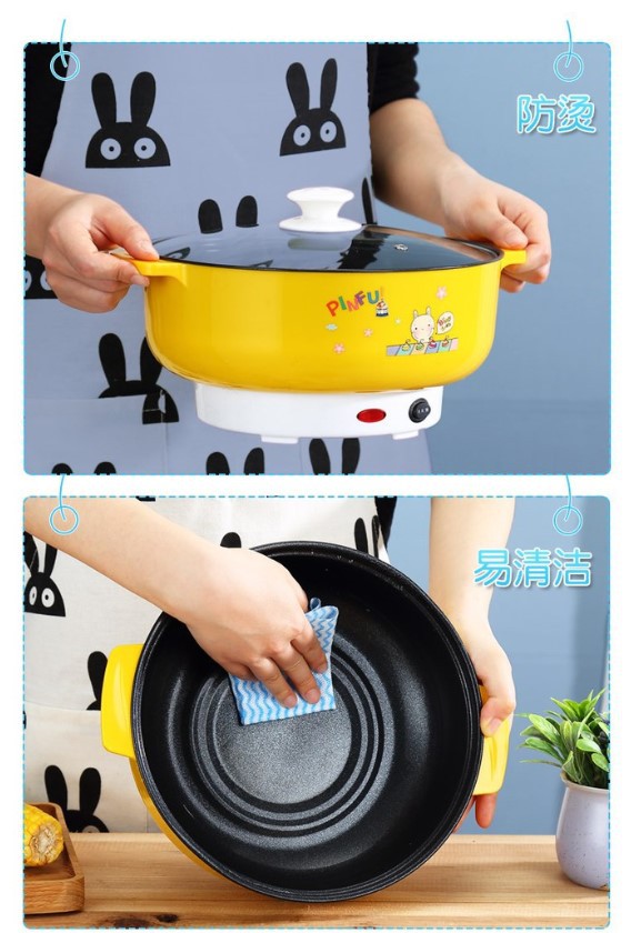 (HOT ITEM) Ceramic Coated Cooker 22cm Multifunctional Electric NonStick Steamer Steamboat