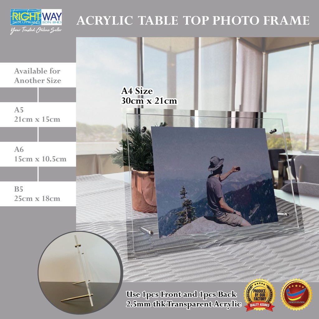 A4 Size Clear Acrylic Tabel Top Photo Frame Frame Wedding Photo