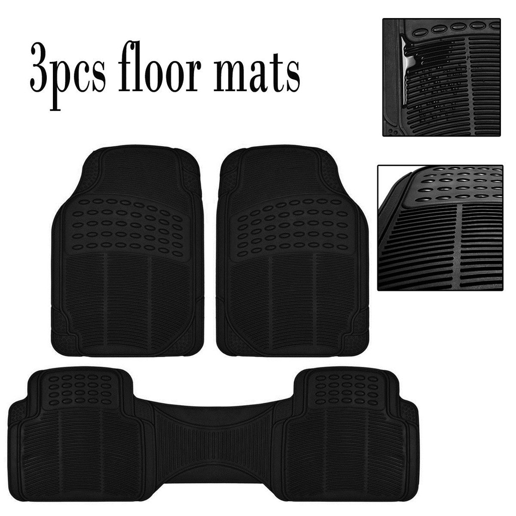 Universal car mat rubber car matting 3pcs Set (Black) Shopee Malaysia