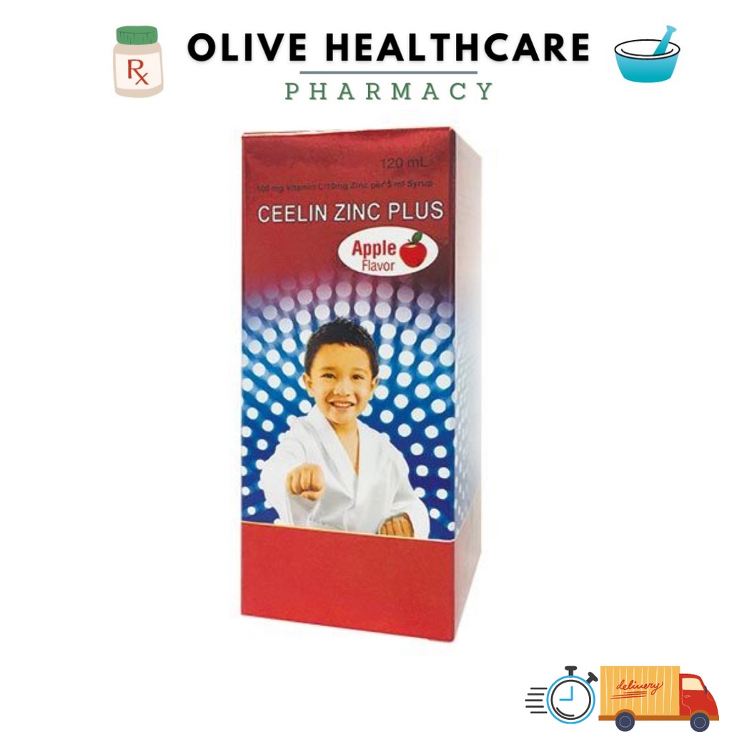 Ceelin Zinc Plus (Apple Flavor) Syrup for Sore Throat Immune Booster