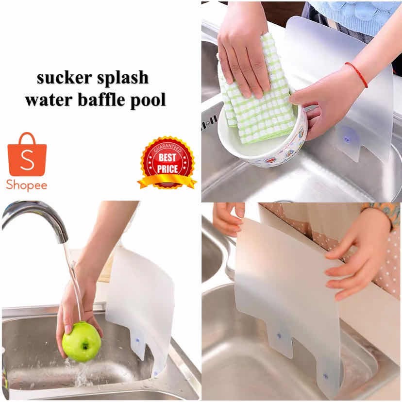 Kitchen Sink Water Splash Guards Sucker Waterproof Screen Dish Fruit