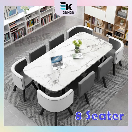 Modern 8 Seater Dining Table Set 8 Chairs Conference Training Table Meja Makan Panjang Jimat