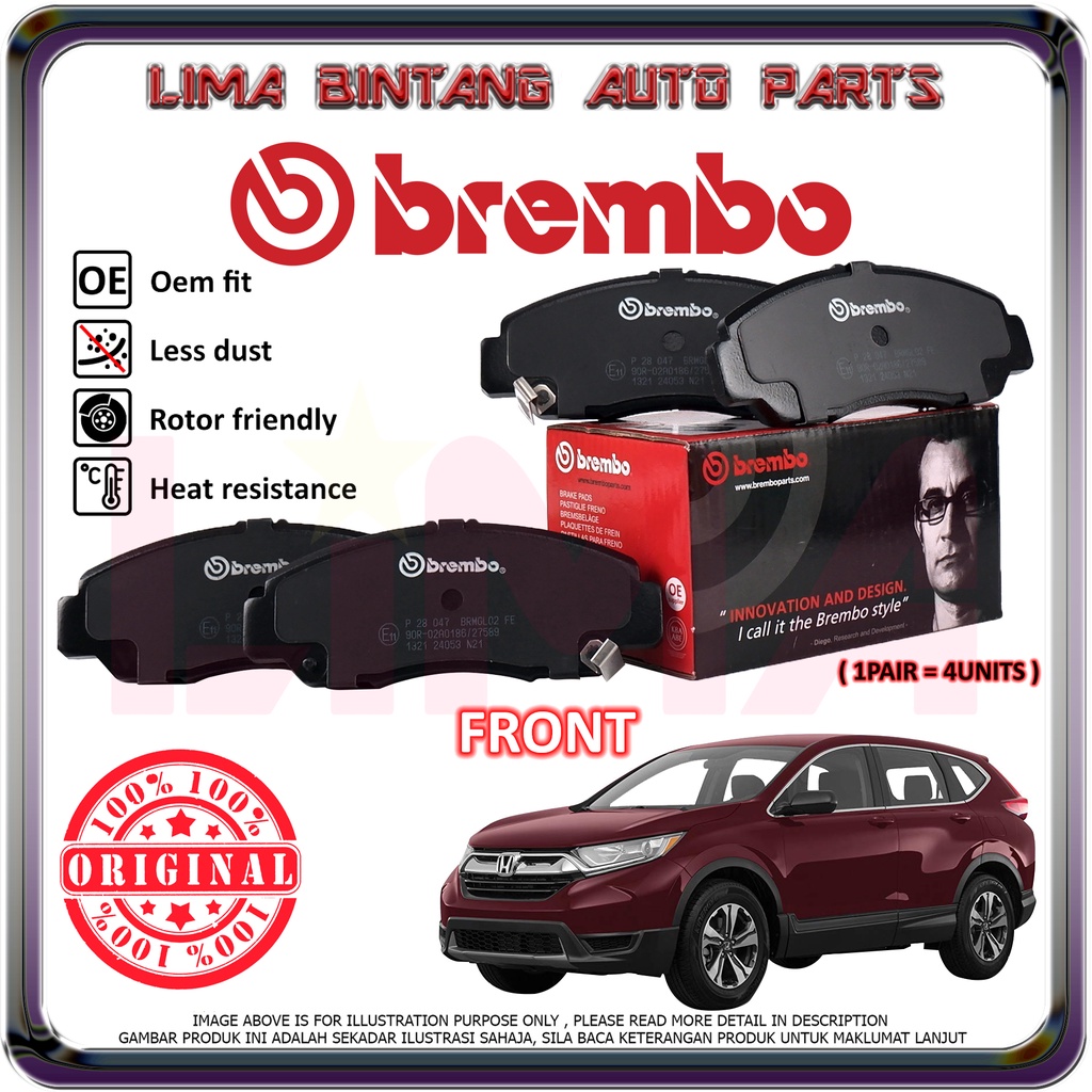 Honda Crv RW1 TLA TME Front / Rear Brake Pads , Disc Brake Pad Brembo