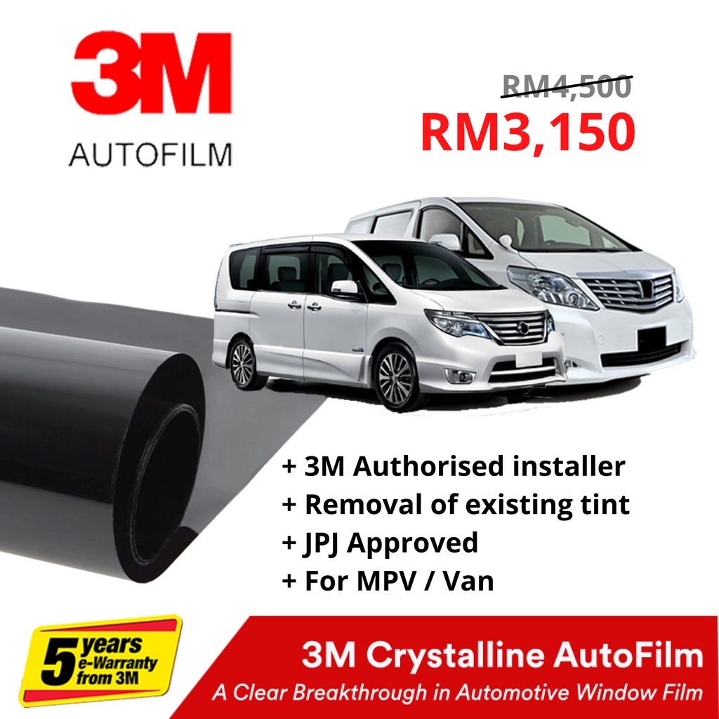 3M Tint Crystalline Autofilm for MPV M/L Size (Voucher Only) Shopee