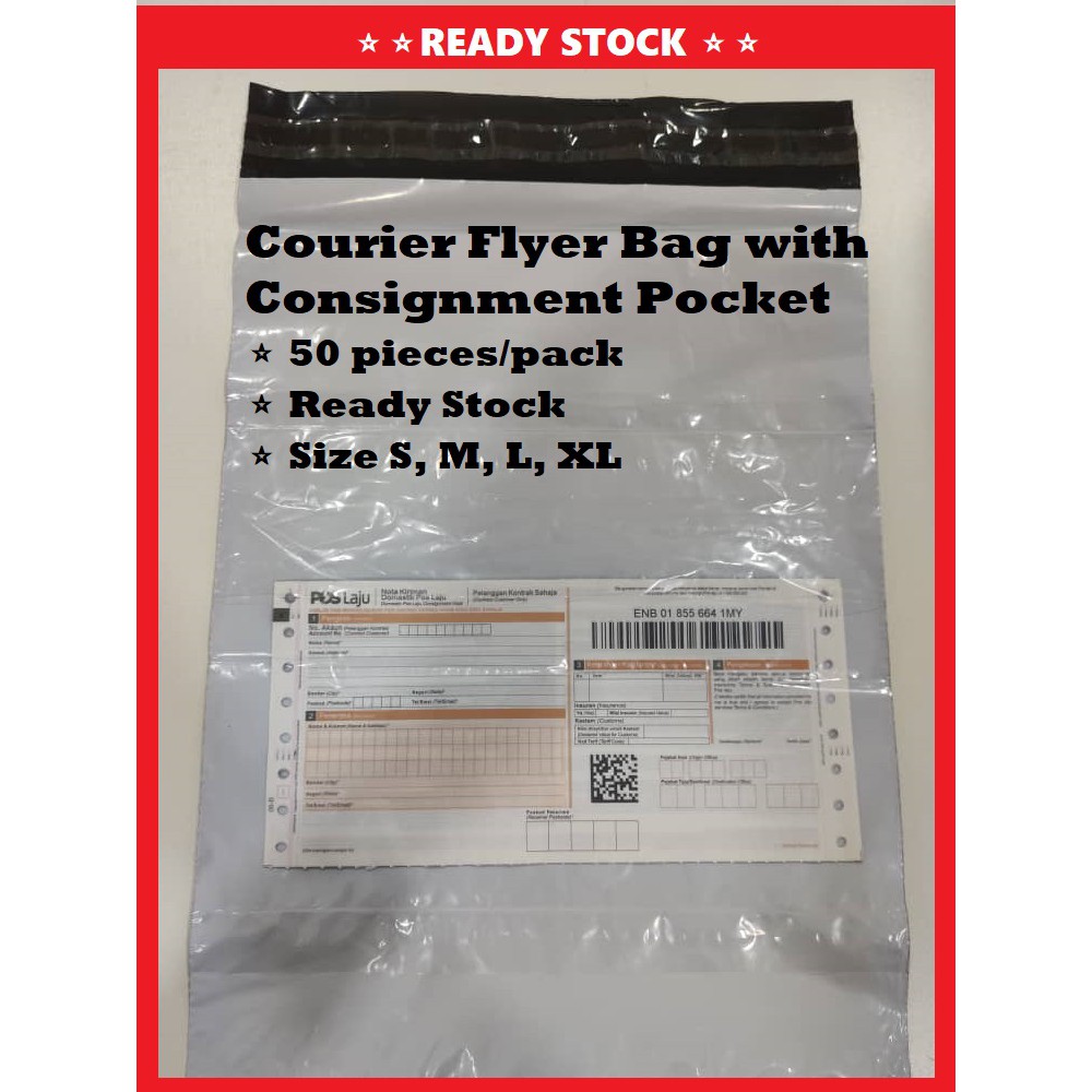 🔥Courier Flyer Bag With Consignment Pocket Packaging Plastic Bag Flyers
