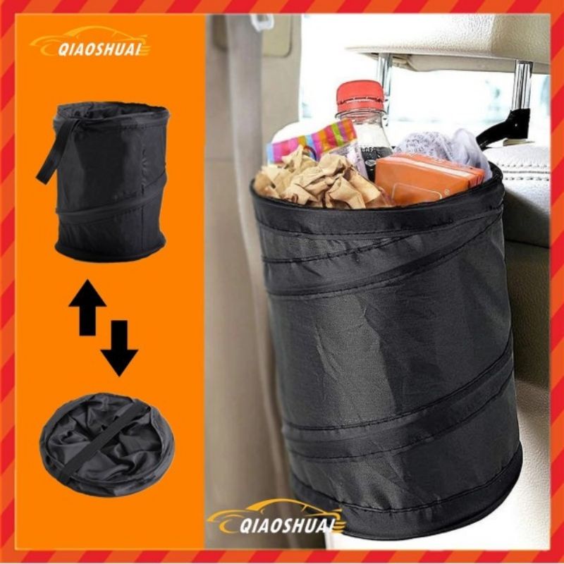 QS Car Dustbin Portable car trash can Collapsible Rubbish Trash Bin