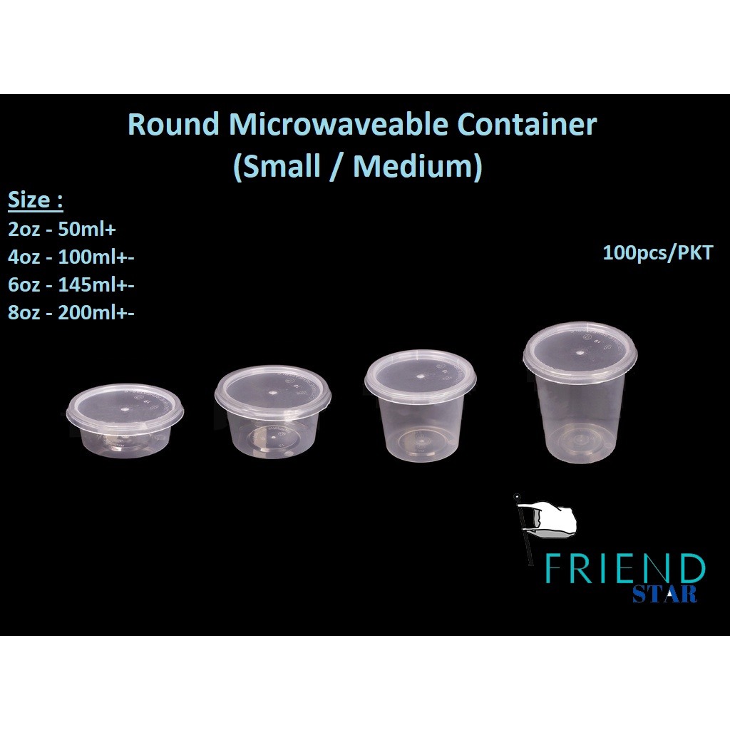 [100pcs][Small / Medium] Microwaveable Round Container / PP Plastic