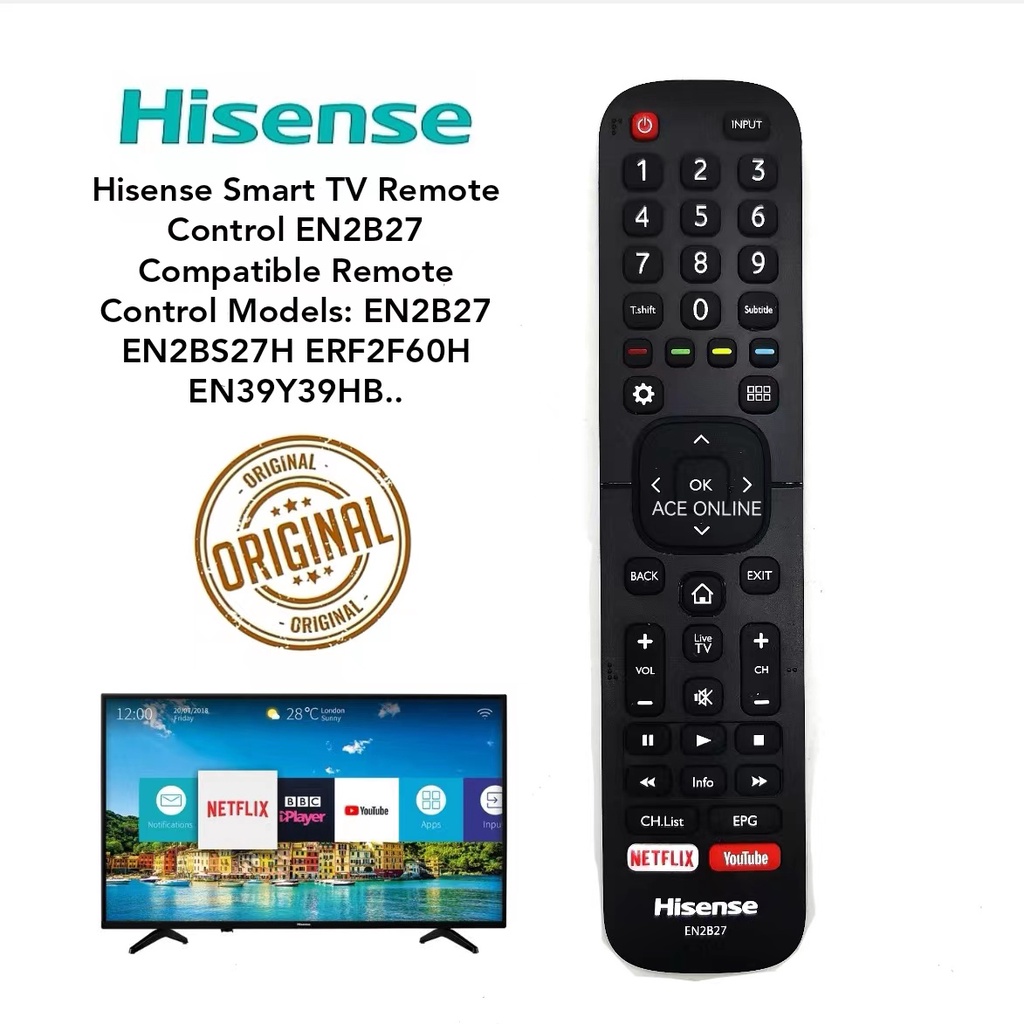 Hisense Smart TV Remote Control EN2B27 (Original Or Oem ) Shopee Malaysia