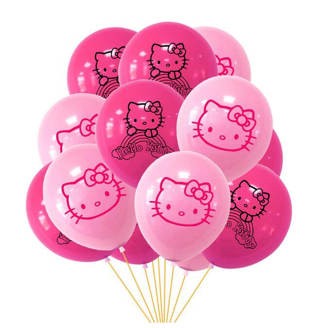 20 pcs Hello Kitty Birthday Decoration KT pink balloons 12 inch Kitty
