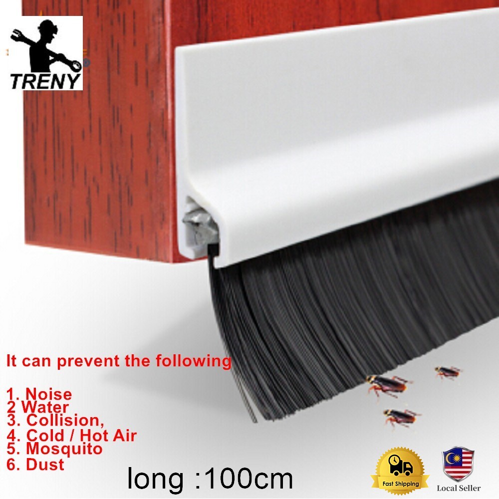 TRENY Heavy Duty Door Bottom Seal Brush Door Seal Dust Proof Safe PVC Strip Aluminium Shopee