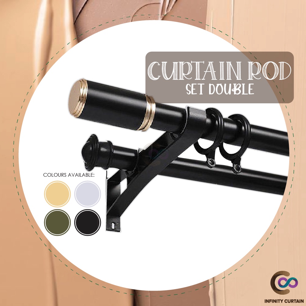 Morandy Rod Langsir/Kayu Langsir Aluminium Alloy Set Lengkap Double