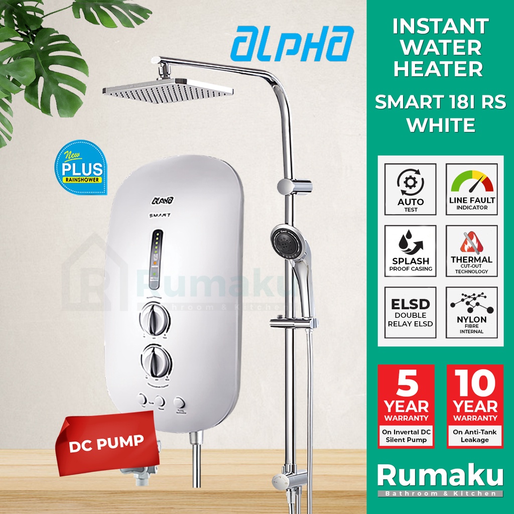 ALPHA SMART 18I Instant Water Heater With Rain Shower Mandi Shower