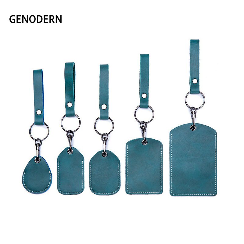 GENODERN Leather Keychain with Doorlock Access Card Tags Key Ring ID